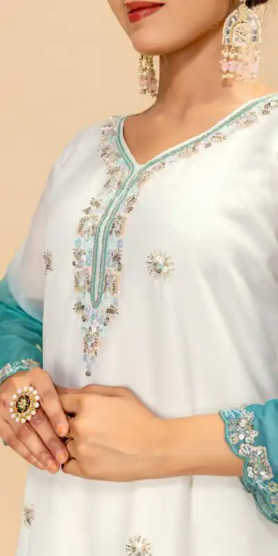 ST 1198 Firozi in Star Georgette Embroidery Work Salwar Suit . Introductory Price ₹2399. Delivery 4-6 Working Days. Shop now. | Jump Suits, Straight Suits, Casual Suits, Creative suits, Designer Suits, Palazzo Suits, Party Wear Suits, Patiala Suits, Salwar suit
