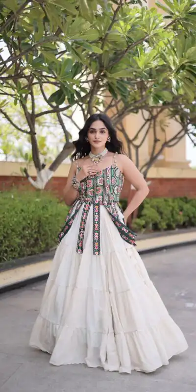 KA 5075 White Kora Cotton Lehenga Choli erfect for Wedding, Party, Haldi, Traditional Day, Makar Sankranti – . Special Price ₹2899. Delivery 4-6 Working | Bollywood Lehenga, Creative Lehenga, Designer Lehenga, Embroidered Lehenga, Lehenga, Party Wear Lehenga