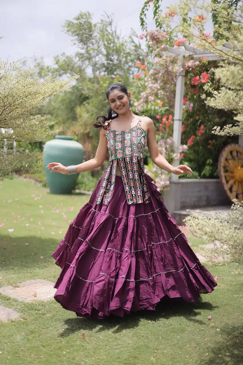 KA 5075 Wine Kora Cotton Lehenga Choli erfect for Wedding, Party, Haldi, Traditional Day, Makar Sankranti – . Special Price ₹2899. Delivery 4-6 Working | Bollywood Lehenga, Creative Lehenga, Designer Lehenga, Embroidered Lehenga, Lehenga, Party Wear Lehenga