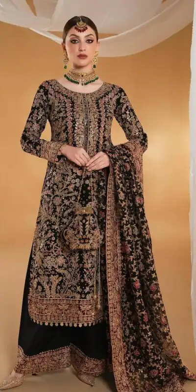 KF 1666 Black Faux Georgette Salwar Suit with Mirror Work & Embroidery Work. Get it for ₹2999. Delivery 4-6 Working Days. Shop now. | Jump Suits, Straight Suits, Casual Suits, Creative suits, Designer Suits, Palazzo Suits, Party Wear Suits, Patiala Suits, Salwar suit