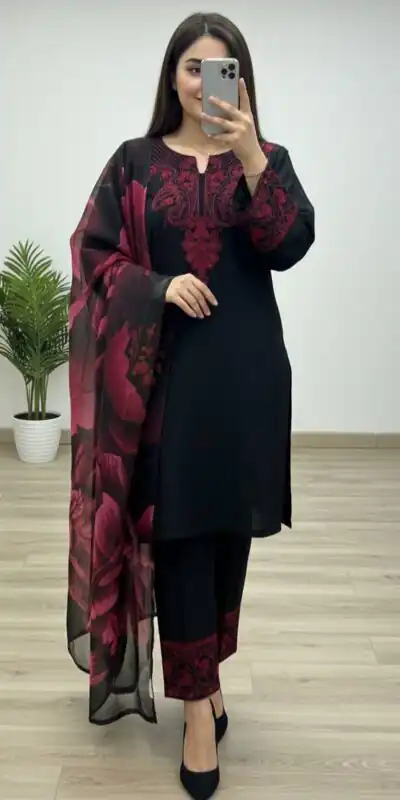 ST 242 Black Roman Silk Salwar Suit with Sequins Work & Embroidery Work. Available at ₹2099 only. Delivery 4-6 Working Days. Shop now. | Jump Suits, Straight Suits, Casual Suits, Creative suits, Designer Suits, Palazzo Suits, Party Wear Suits, Patiala Suits, Salwar suit