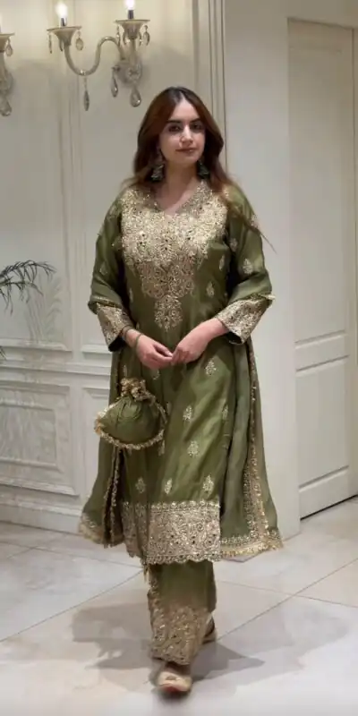NSR 906 Mehandi Roman Silk Salwar Suit with Sequins Work & Embroidery Work. Available at ₹2449 only. Delivery 4-6 Working Days. Shop now. | Jump Suits, Straight Suits, Casual Suits, Creative suits, Designer Suits, Palazzo Suits, Party Wear Suits, Patiala Suits, Salwar suit