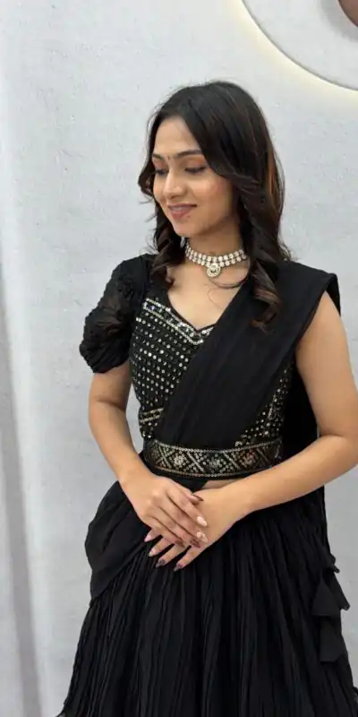Ram 193 Black | Faux Georgette Lehenga Choli with Embroidery Work & Lace Work. Special Price ₹2149. Delivery 4-6 Working Days. Shop now. | Bollywood Lehenga, Creative Lehenga, Designer Lehenga, Embroidered Lehenga, Lehenga, Party Wear Lehenga