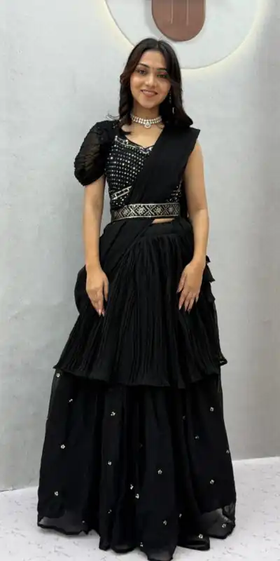 Ram 193 Black | Faux Georgette Lehenga Choli with Embroidery Work & Lace Work. Special Price ₹2149. Delivery 4-6 Working Days. Shop now. | Bollywood Lehenga, Creative Lehenga, Designer Lehenga, Embroidered Lehenga, Lehenga, Party Wear Lehenga