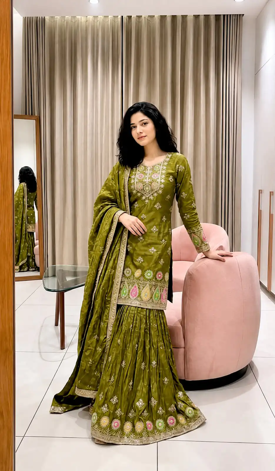 WW 1276 Mehandi Pure Endy Silk Salwar Suit with Embroidery Work & Sequins Work. Exclusive Offer ₹2399. Delivery 4-6 Working Days. Shop now. | Jump Suits, Straight Suits, Casual Suits, Creative suits, Designer Suits, Palazzo Suits, Party Wear Suits, Patiala Suits, Salwar suit