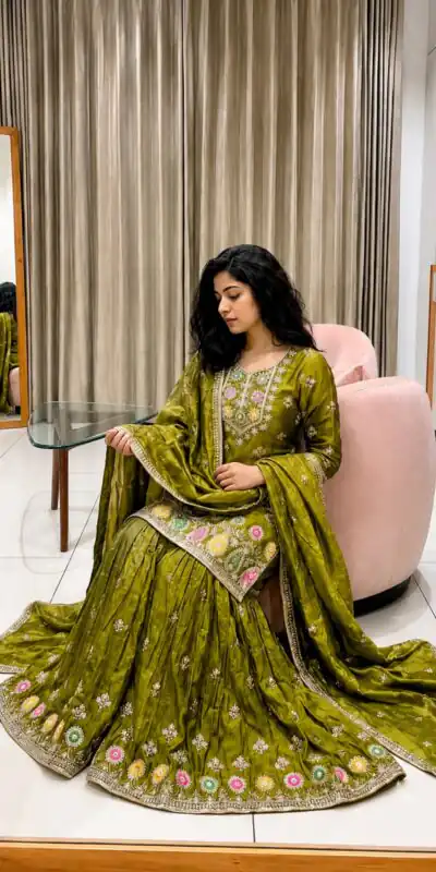 WW 1276 Mehandi Pure Endy Silk Salwar Suit with Embroidery Work & Sequins Work. Exclusive Offer ₹2399. Delivery 4-6 Working Days. Shop now. | Jump Suits, Straight Suits, Casual Suits, Creative suits, Designer Suits, Palazzo Suits, Party Wear Suits, Patiala Suits, Salwar suit