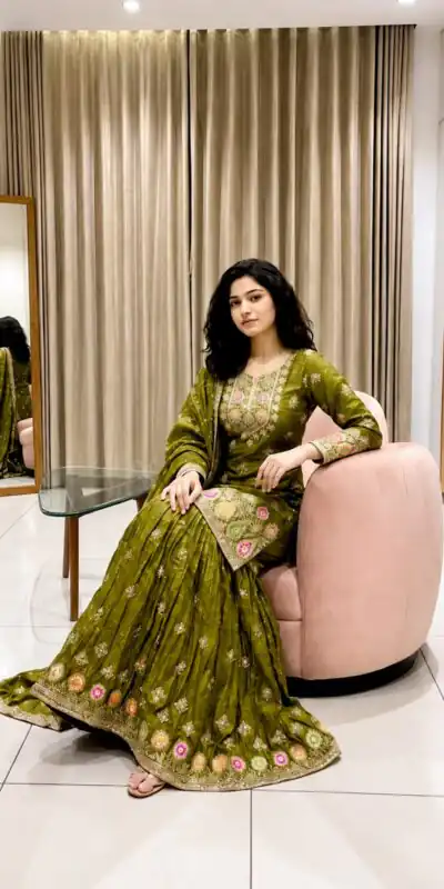 WW 1276 Mehandi Pure Endy Silk Salwar Suit with Embroidery Work & Sequins Work. Exclusive Offer ₹2399. Delivery 4-6 Working Days. Shop now. | Jump Suits, Straight Suits, Casual Suits, Creative suits, Designer Suits, Palazzo Suits, Party Wear Suits, Patiala Suits, Salwar suit