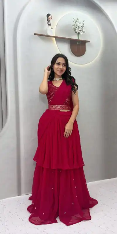 Ram 193 Pink | Faux Georgette Lehenga Choli with Embroidery Work & Lace Work. Special Price ₹2149. Delivery 4-6 Working Days. Shop now. | Bollywood Lehenga, Creative Lehenga, Designer Lehenga, Embroidered Lehenga, Lehenga, Party Wear Lehenga