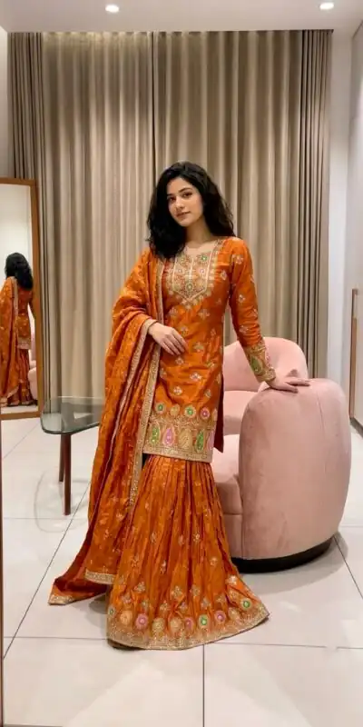 WW 1276 Rust Pure Endy Silk Salwar Suit with Embroidery Work & Sequins Work. Exclusive Offer ₹2399. Delivery 4-6 Working Days. Shop now. | Jump Suits, Straight Suits, Casual Suits, Creative suits, Designer Suits, Palazzo Suits, Party Wear Suits, Patiala Suits, Salwar suit
