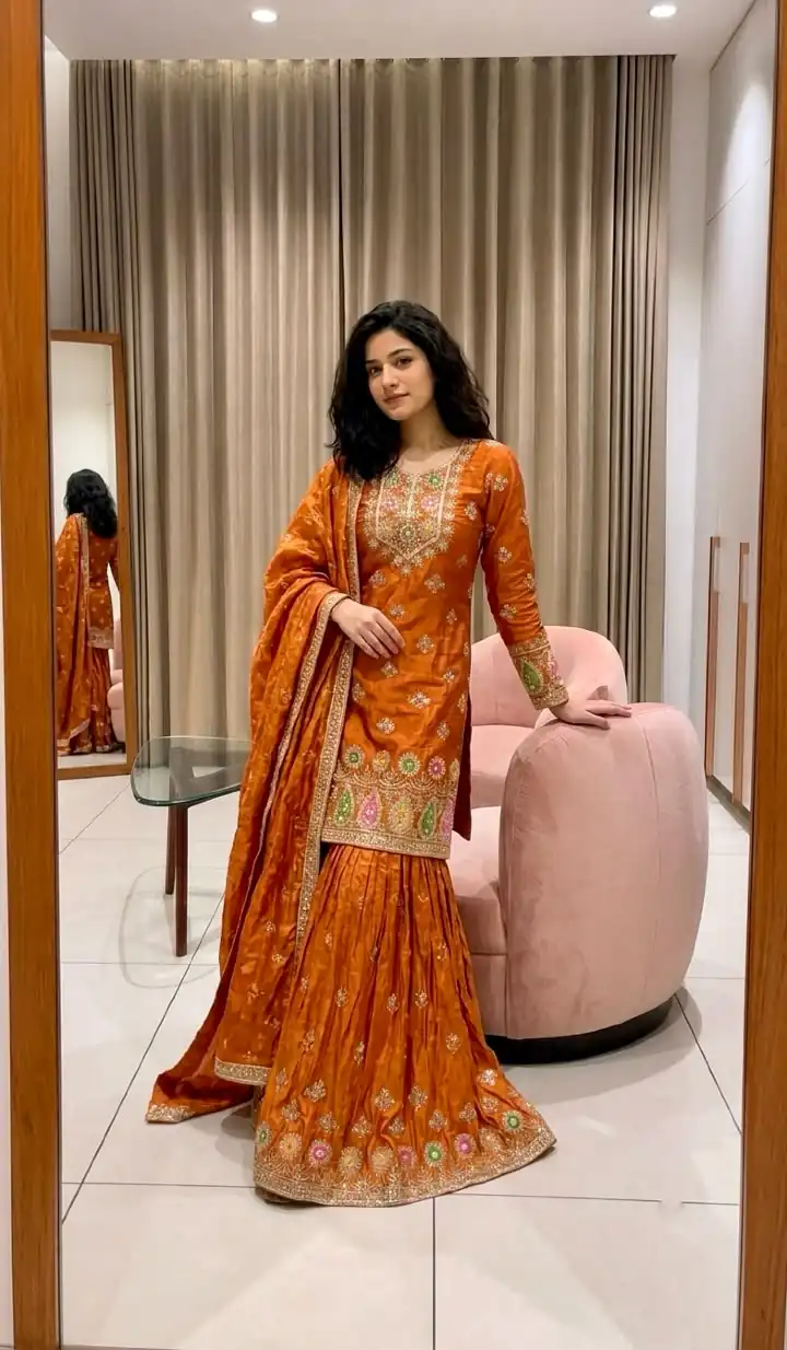 WW 1276 Rust Pure Endy Silk Salwar Suit with Embroidery Work & Sequins Work. Exclusive Offer ₹2399. Delivery 4-6 Working Days. Shop now. | Jump Suits, Straight Suits, Casual Suits, Creative suits, Designer Suits, Palazzo Suits, Party Wear Suits, Patiala Suits, Salwar suit