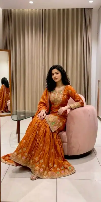 WW 1276 Rust Pure Endy Silk Salwar Suit with Embroidery Work & Sequins Work. Exclusive Offer ₹2399. Delivery 4-6 Working Days. Shop now. | Jump Suits, Straight Suits, Casual Suits, Creative suits, Designer Suits, Palazzo Suits, Party Wear Suits, Patiala Suits, Salwar suit