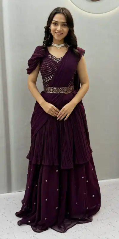 Ram 193 Wine | Faux Georgette Lehenga Choli with Embroidery Work & Lace Work. Special Price ₹2149. Delivery 4-6 Working Days. Shop now. | Bollywood Lehenga, Creative Lehenga, Designer Lehenga, Embroidered Lehenga, Lehenga, Party Wear Lehenga
