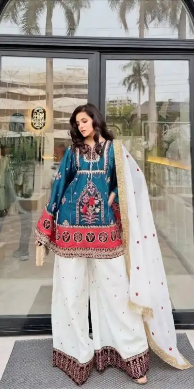 SKF 1731 Blue Color Natural Crep Salwar Suit with Embroidery Work. Wedding, Party, Festive, Best Price ₹2149. Delivery 4-6 Working Days. Shop now. | Jump Suits, Straight Suits, Casual Suits, Creative suits, Designer Suits, Palazzo Suits, Party Wear Suits, Patiala Suits, Salwar suit