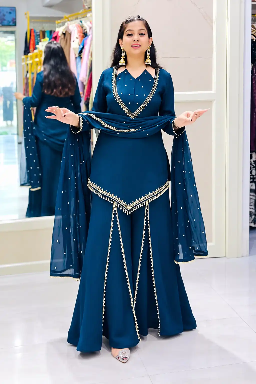 JF 054 Blue Color Roman Silk Salwar Suit with Embroidery Work. Available at ₹2399 only. Delivery 4-6 Working Days. Shop now. | Jump Suits, Straight Suits, Casual Suits, Creative suits, Designer Suits, Palazzo Suits, Party Wear Suits, Patiala Suits, Salwar suit