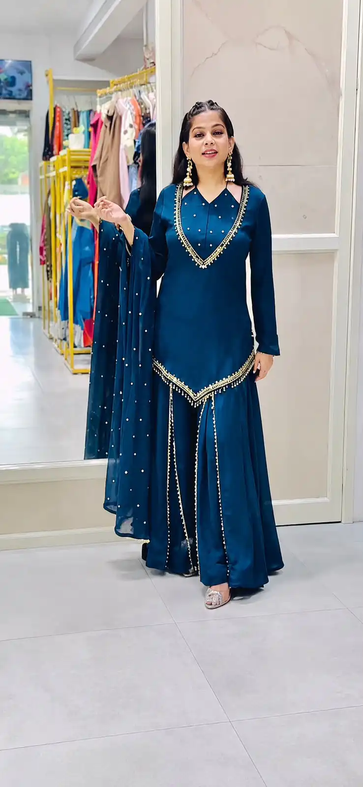 JF 054 Blue Color Roman Silk Salwar Suit with Embroidery Work. Available at ₹2399 only. Delivery 4-6 Working Days. Shop now. | Jump Suits, Straight Suits, Casual Suits, Creative suits, Designer Suits, Palazzo Suits, Party Wear Suits, Patiala Suits, Salwar suit