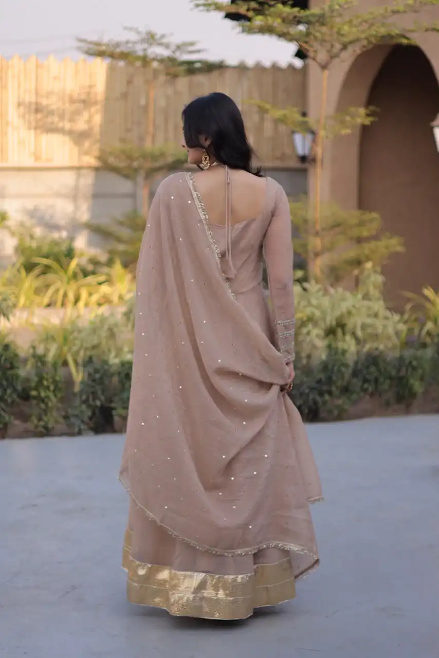 KA 1261 Cream Silver Crunchy Gown Perfect for Wedding, Party, Durga Puja, Ganesh Chaturthi, Family Gatherings – n. Festive Deal ₹2249. Delivery 4-6 Worki | Bollywood Gowns, Creative Gowns, Designer Gowns, Embroidered Gowns, Gowns, Party Wear Gowns