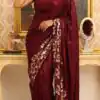 DF 3459 Maroon in Faux Georgette Zari Work & Embroidery Work Saree. Special Price ₹1899. Delivery 4-6 Working Days. Shop now. | Bollywood Sarees, Creative Sarees, Designer Sarees, Embroidered Sarees, Ethnic Saree, Modern Digital sarees, Party Wear Sarees, Sarees