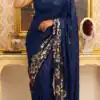 DF 3459 Navy Blue in Faux Georgette Zari Work & Embroidery Work Saree. Special Price ₹1899. Delivery 4-6 Working Days. Shop now. | Bollywood Sarees, Creative Sarees, Designer Sarees, Embroidered Sarees, Ethnic Saree, Modern Digital sarees, Party Wear Sarees, Sarees