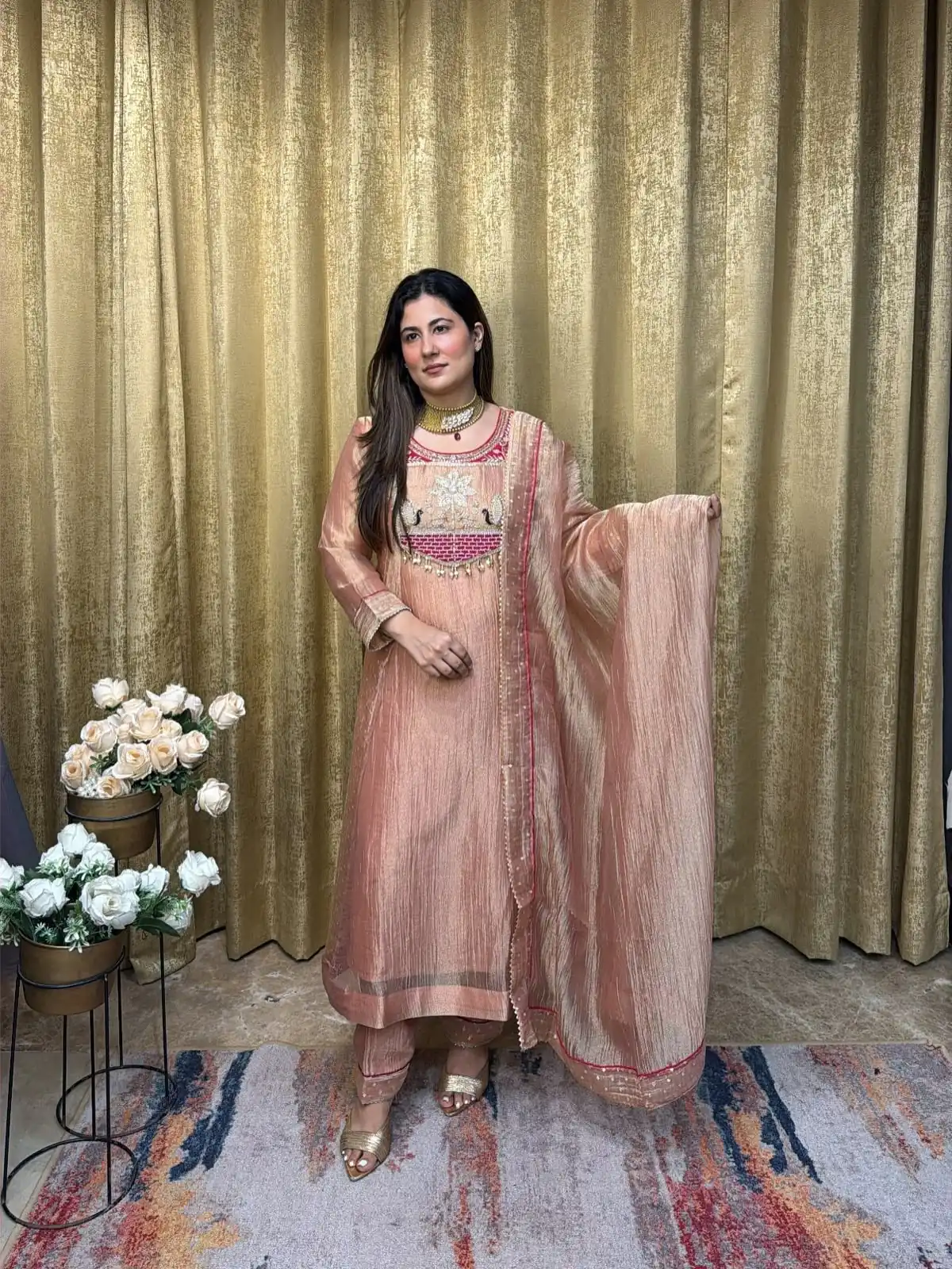 WW 1281 Peach in Salsa Silk Embroidery Work & Sequins Work Salwar Suit . Get it for ₹2899. Delivery 4-6 Working Days. Shop now. | Jump Suits, Straight Suits, Casual Suits, Creative suits, Designer Suits, Palazzo Suits, Party Wear Suits, Patiala Suits, Salwar suit