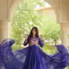 KA 1271 Royal Blue in Colour Faux Georgette Bandhani Print Work Gown. Available at ₹2069 only. Delivery 4-6 Working Days. Shop now. | Bollywood Gowns, Creative Gowns, Designer Gowns, Embroidered Gowns, Gowns, Party Wear Gowns