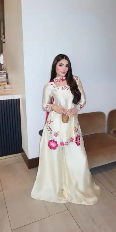 VLM 338 White Color Roman Silk Salwar Suit with Embroidery Work. Available at ₹2499 only. Delivery 4-6 Working Days. Shop now. | Jump Suits, Straight Suits, Casual Suits, Creative suits, Designer Suits, Palazzo Suits, Party Wear Suits, Patiala Suits, Salwar suit