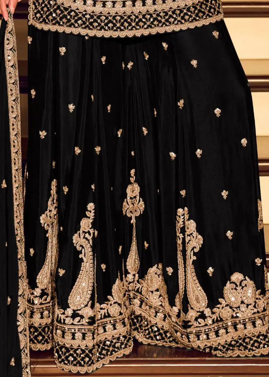 ZB 5067 Black Chinon Silk Salwar Suit Perfect for Wedding, Party, Ganesh Chaturthi, Baby Shower, Makar Sankranti – . Affordable Price ₹2399. /- | Jump Suits, Straight Suits, Casual Suits, Creative suits, Designer Suits, Palazzo Suits, Party Wear Suits, Patiala Suits, Salwar suit
