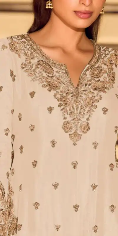 ZB 5067 White Chinon Silk Salwar Suit Perfect for Wedding, Party, Ganesh Chaturthi, Baby Shower, Makar Sankranti – . Affordable Price ₹2399. /- | Jump Suits, Straight Suits, Casual Suits, Creative suits, Designer Suits, Palazzo Suits, Party Wear Suits, Patiala Suits, Salwar suit