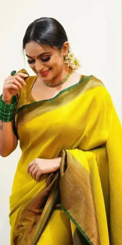 KP 4039 Yellow Soft Lichi Silk Cloth Saree Perfect for Wedding, Party, Family Gatherings, Sangeet, Festive Deal ₹1599. Delivery 4-6 Working Days | Bollywood Sarees, Creative Sarees, Designer Sarees, Embroidered Sarees, Ethnic Saree, Modern Digital sarees, Party Wear Sarees, Sarees