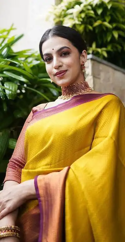 KP 4039 Yellow Soft Lichi Silk Cloth Saree Perfect for Wedding, Party, Family Gatherings, Sangeet, Festive Deal ₹1599. Delivery 4-6 Working Days | Bollywood Sarees, Creative Sarees, Designer Sarees, Embroidered Sarees, Ethnic Saree, Modern Digital sarees, Party Wear Sarees, Sarees