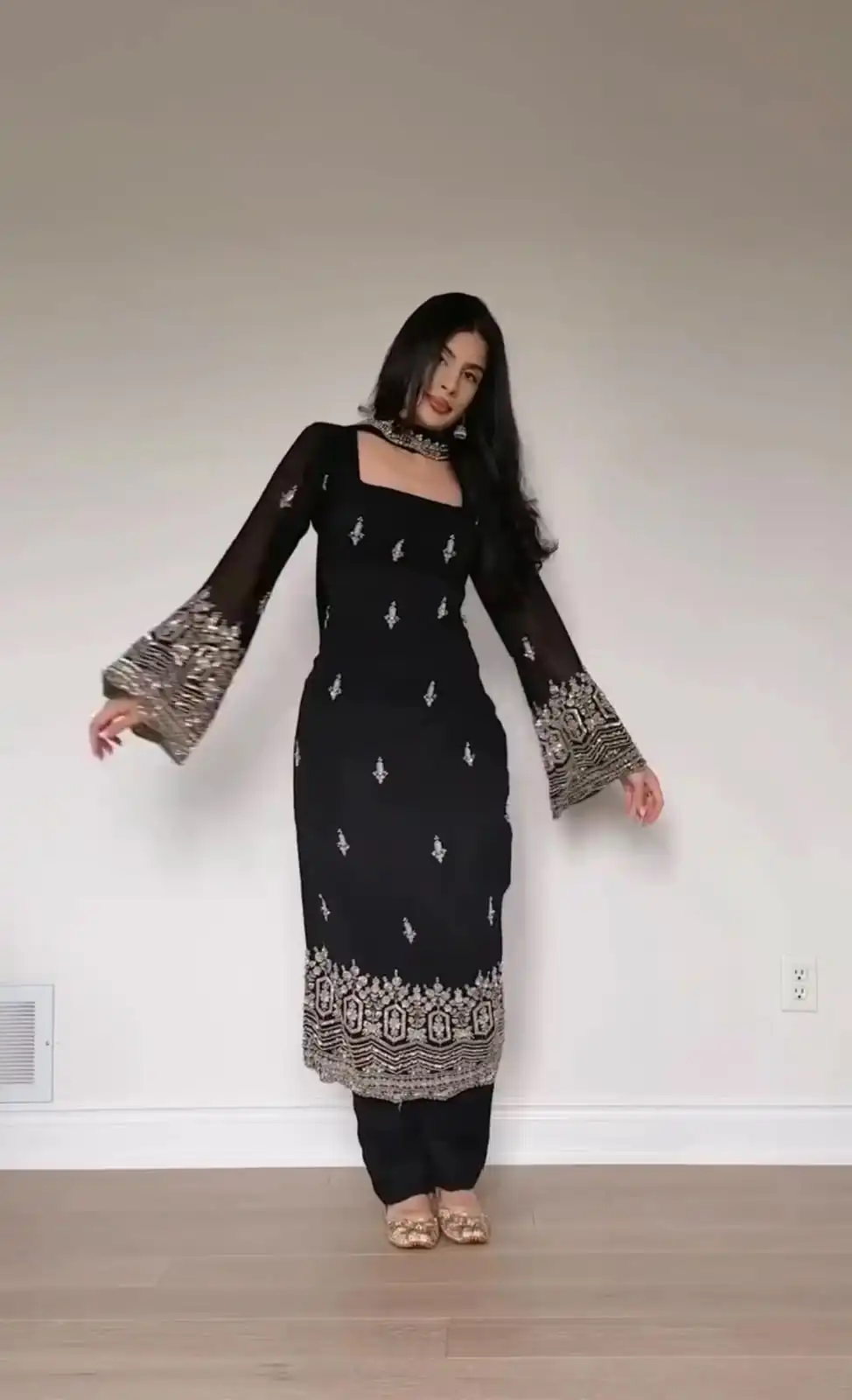 ST 1146 Black in Faux Georgette Embroidery Work Salwar Suit . Available at ₹2099 only. Delivery 4-6 Working Days. Shop now. | Jump Suits, Straight Suits, Casual Suits, Creative suits, Designer Suits, Palazzo Suits, Party Wear Suits, Patiala Suits, Salwar suit