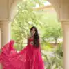 KA 1270 Pink in Colour Faux Georgette Bandhani Print Work Gown. Available at ₹2019 only. Delivery 4-6 Working Days. Shop now. | Bollywood Gowns, Creative Gowns, Designer Gowns, Embroidered Gowns, Gowns, Party Wear Gowns