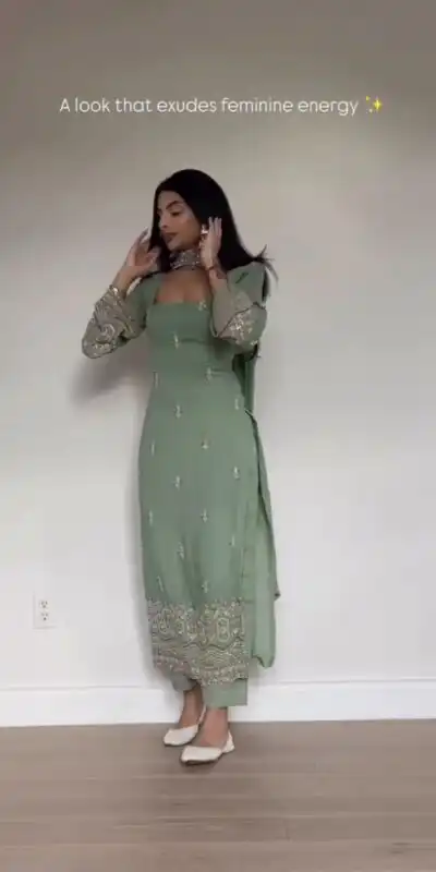 ST 1146 Pista in Faux Georgette Embroidery Work Salwar Suit . Available at ₹2099 only. Delivery 4-6 Working Days. Shop now. | Jump Suits, Straight Suits, Casual Suits, Creative suits, Designer Suits, Palazzo Suits, Party Wear Suits, Patiala Suits, Salwar suit