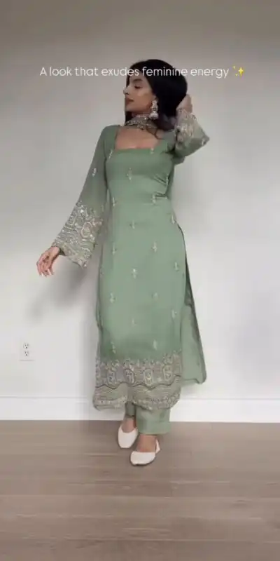ST 1146 Pista in Faux Georgette Embroidery Work Salwar Suit . Available at ₹2099 only. Delivery 4-6 Working Days. Shop now. | Jump Suits, Straight Suits, Casual Suits, Creative suits, Designer Suits, Palazzo Suits, Party Wear Suits, Patiala Suits, Salwar suit