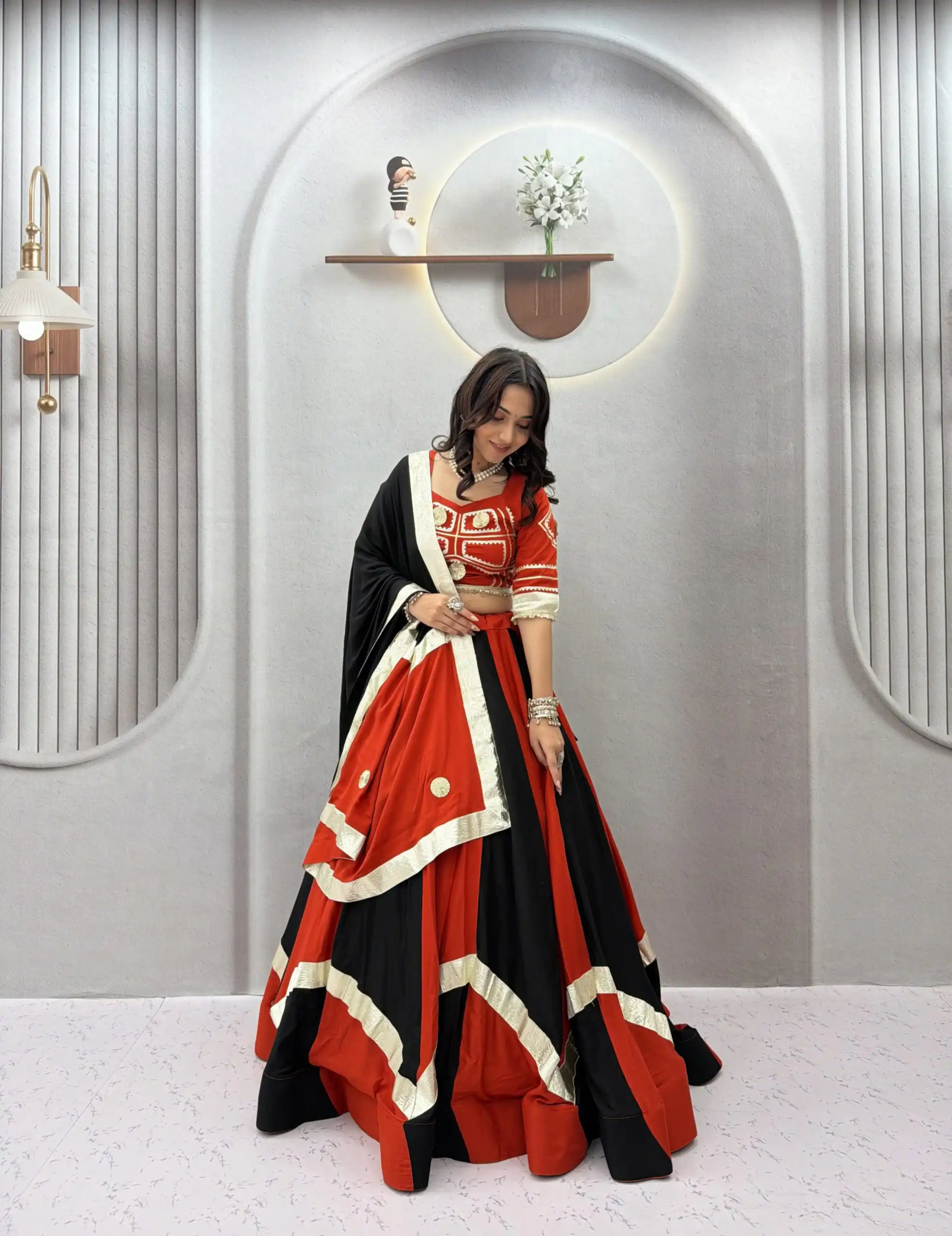 Ram 191 Black Color Pure Cotton Lehenga Choli with Cowrie Work. Festive Deal ₹2849. Delivery 4-6 Working Days. Online Shop now. | Bollywood Lehenga, Creative Lehenga, Designer Lehenga, Embroidered Lehenga, Lehenga, Party Wear Lehenga