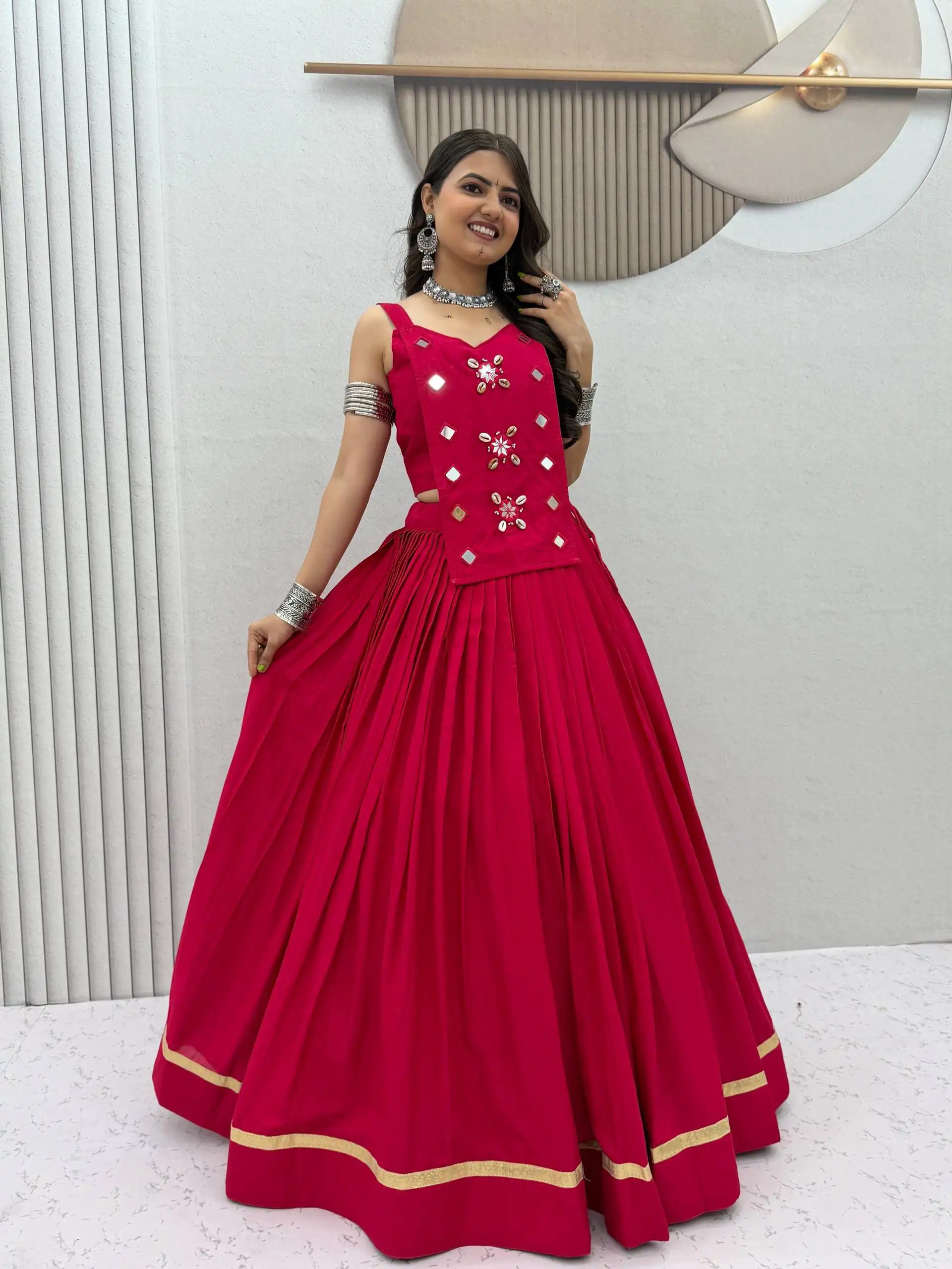 PC 581 Pink Color Pure Cotton Lehenga Choli with Cowrie Work. Festive Deal ₹2999. Delivery 4-6 Working Days. Online Shop now. | Bollywood Lehenga, Creative Lehenga, Designer Lehenga, Embroidered Lehenga, Lehenga, Party Wear Lehenga