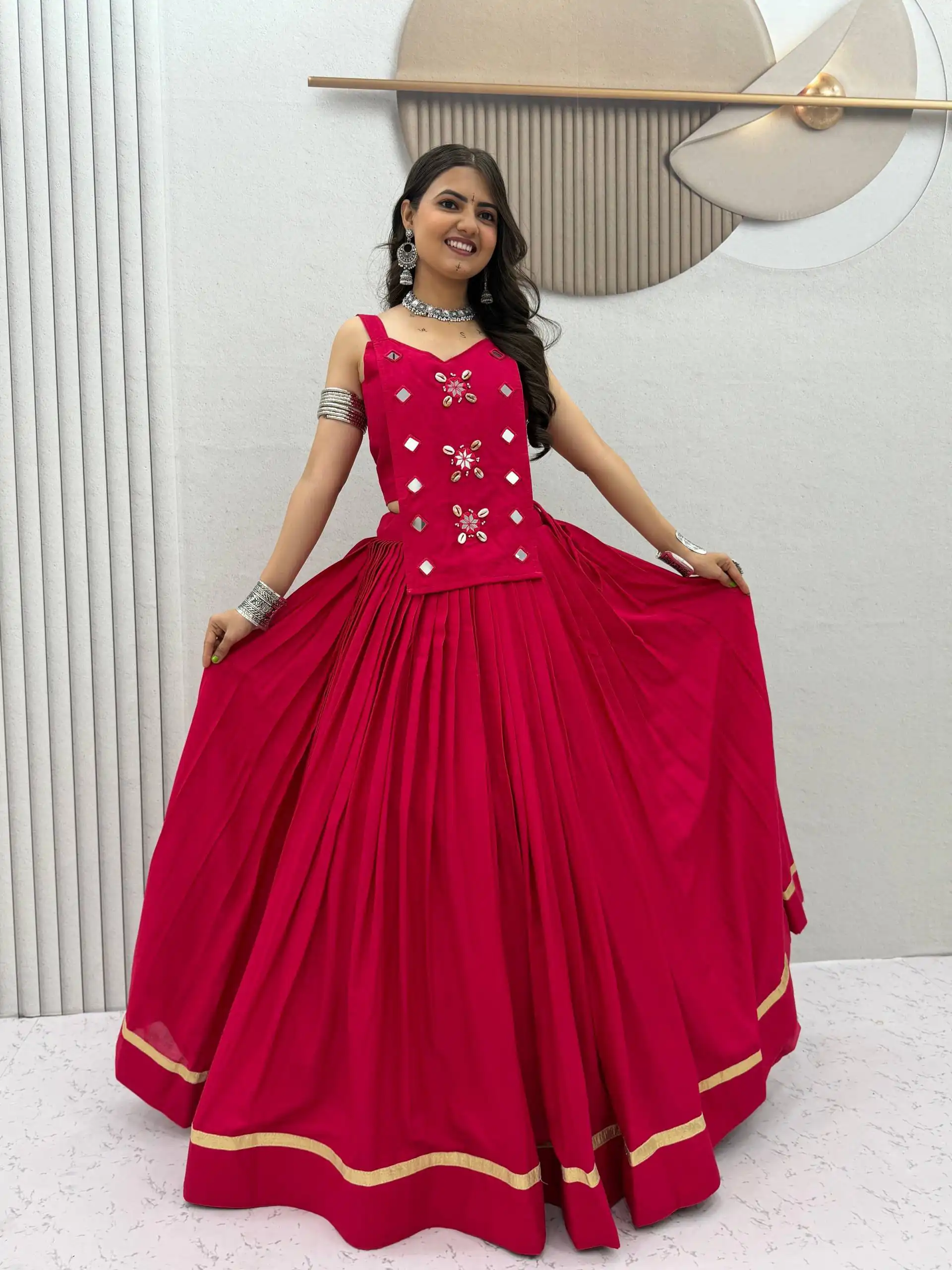 PC 581 Pink Color Pure Cotton Lehenga Choli with Cowrie Work. Festive Deal ₹2999. Delivery 4-6 Working Days. Online Shop now. | Bollywood Lehenga, Creative Lehenga, Designer Lehenga, Embroidered Lehenga, Lehenga, Party Wear Lehenga