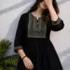 Adaa 2.0 Black Colour Rayon Cotton Kurti with Embroidery Work. Introductory Price ₹1549. Delivery 4-6 Working Days. Shop now. | Bollywood Kurti, Creative Kurtis, Designer Kurti, Kurti, Party Wear Kurti, Selfie Kurti
