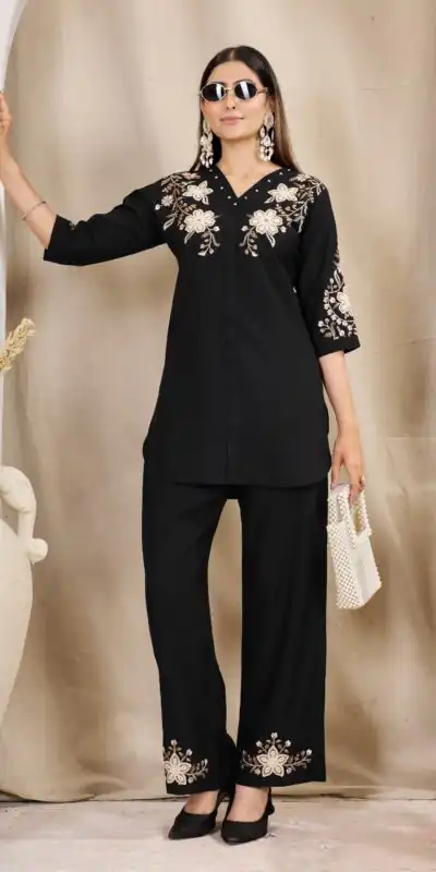 DIVA 169 Black Colour Rayon Cotton Kurti with Embroidery Work. Introductory Price ₹1999. Delivery 4-6 Working Days. Shop now. | Bollywood Kurti, Creative Kurtis, Designer Kurti, Kurti, Party Wear Kurti, Selfie Kurti