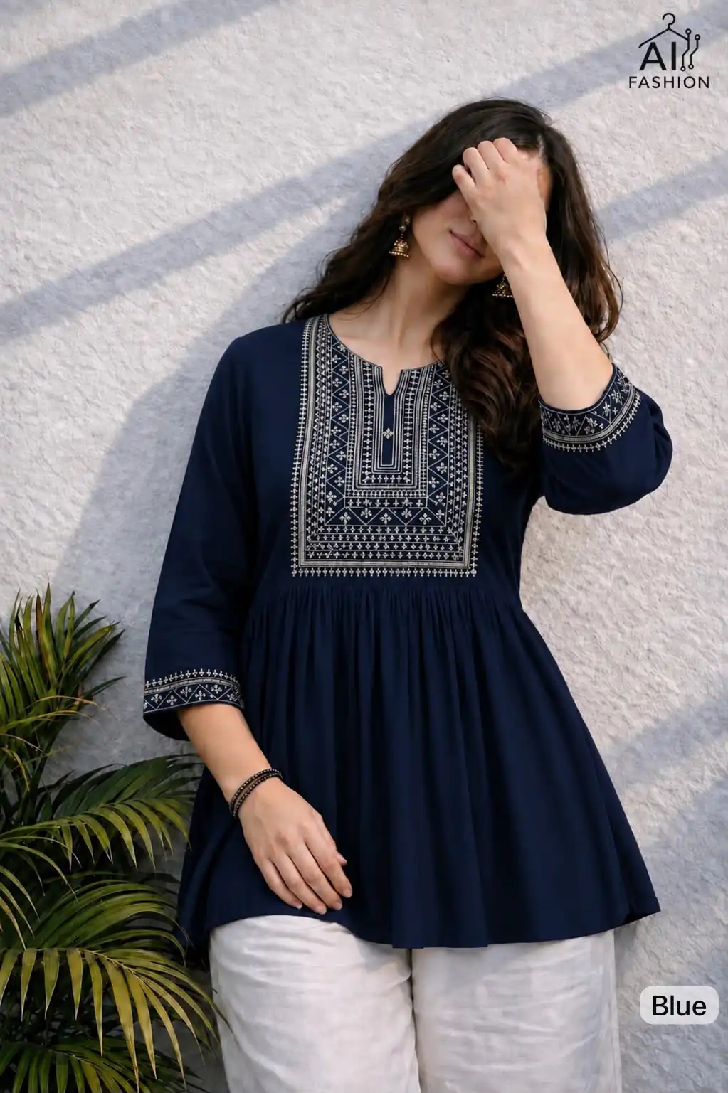 Adaa 2.0 Blue Colour Rayon Cotton Kurti with Embroidery Work. Introductory Price ₹1549. Delivery 4-6 Working Days. Shop now. | Bollywood Kurti, Creative Kurtis, Designer Kurti, Kurti, Party Wear Kurti, Selfie Kurti