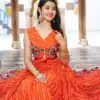 Ram 112 Orange in Colour Faux Georgette Bandhani Print Work Gown. Available at ₹1949 only. Delivery 4-6 Working Days. Shop now. | Bollywood Gowns, Creative Gowns, Designer Gowns, Embroidered Gowns, Gowns, Party Wear Gowns