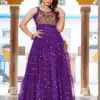 Ram 112 Purple in Colour Faux Georgette Bandhani Print Work Gown. Available at ₹1949 only. Delivery 4-6 Working Days. Shop now. | Bollywood Gowns, Creative Gowns, Designer Gowns, Embroidered Gowns, Gowns, Party Wear Gowns