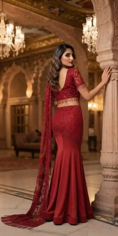 LG 2127 Red Crap Silk Saree with Sequins Work & Embroidery Work. Festive Deal ₹2799. Delivery 4-6 Working Days. Shop now. | Bollywood Sarees, Creative Sarees, Designer Sarees, Embroidered Sarees, Ethnic Saree, Modern Digital sarees, Party Wear Sarees, Sarees