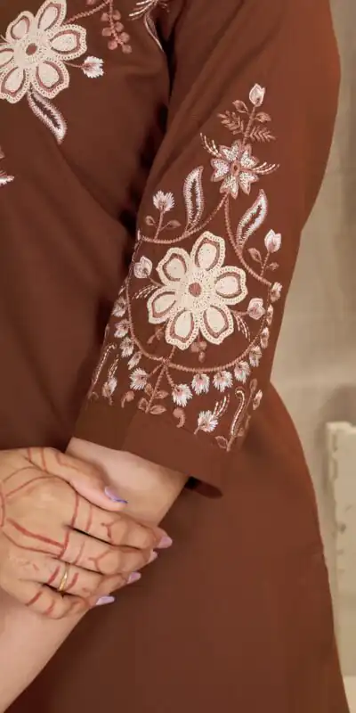 DIVA 169 Rust Colour Rayon Cotton Kurti with Embroidery Work. Introductory Price ₹1999. Delivery 4-6 Working Days. Shop now. | Bollywood Kurti, Creative Kurtis, Designer Kurti, Kurti, Party Wear Kurti, Selfie Kurti