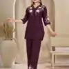 DIVA 169 Wine Colour Rayon Cotton Kurti with Embroidery Work. Introductory Price ₹1999. Delivery 4-6 Working Days. Shop now. | Bollywood Kurti, Creative Kurtis, Designer Kurti, Kurti, Party Wear Kurti, Selfie Kurti
