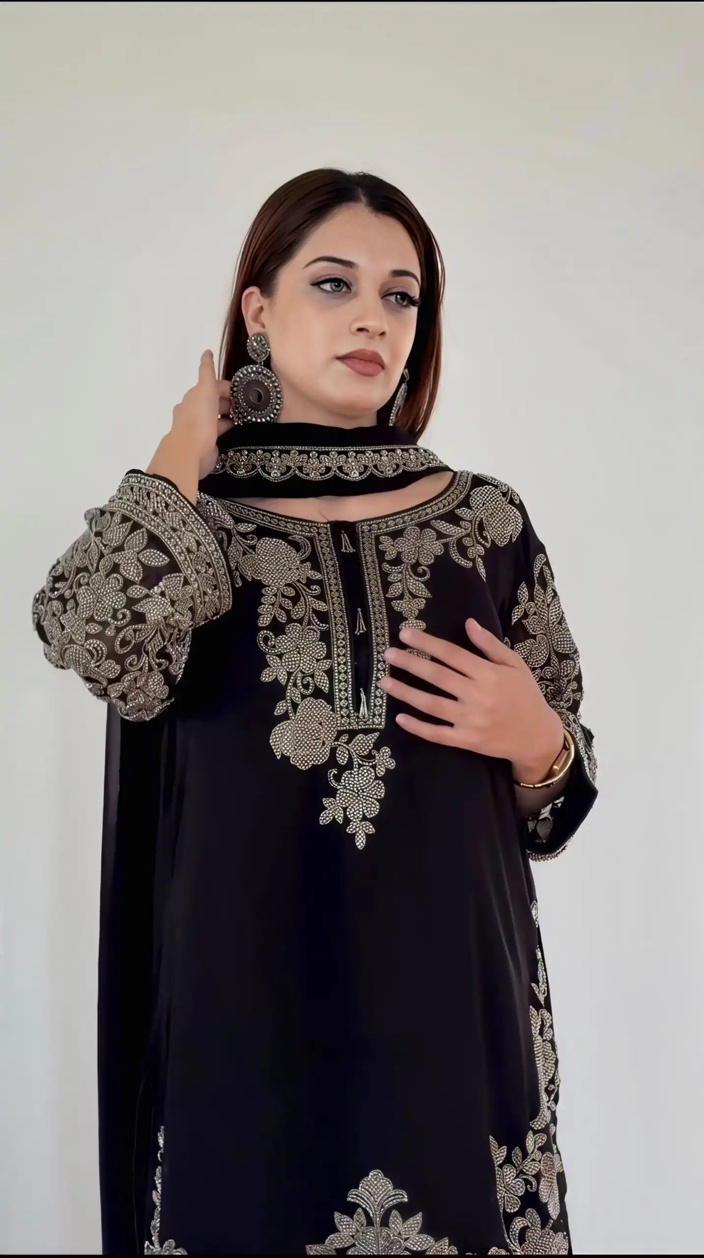 SR 1720 Black Faux Georgette Salwar Suit with Mirror Work & Embroidery Work. Get it for ₹2549. Delivery 4-6 Working Days. Shop now. | Jump Suits, Straight Suits, Casual Suits, Creative suits, Designer Suits, Palazzo Suits, Party Wear Suits, Patiala Suits, Salwar suit