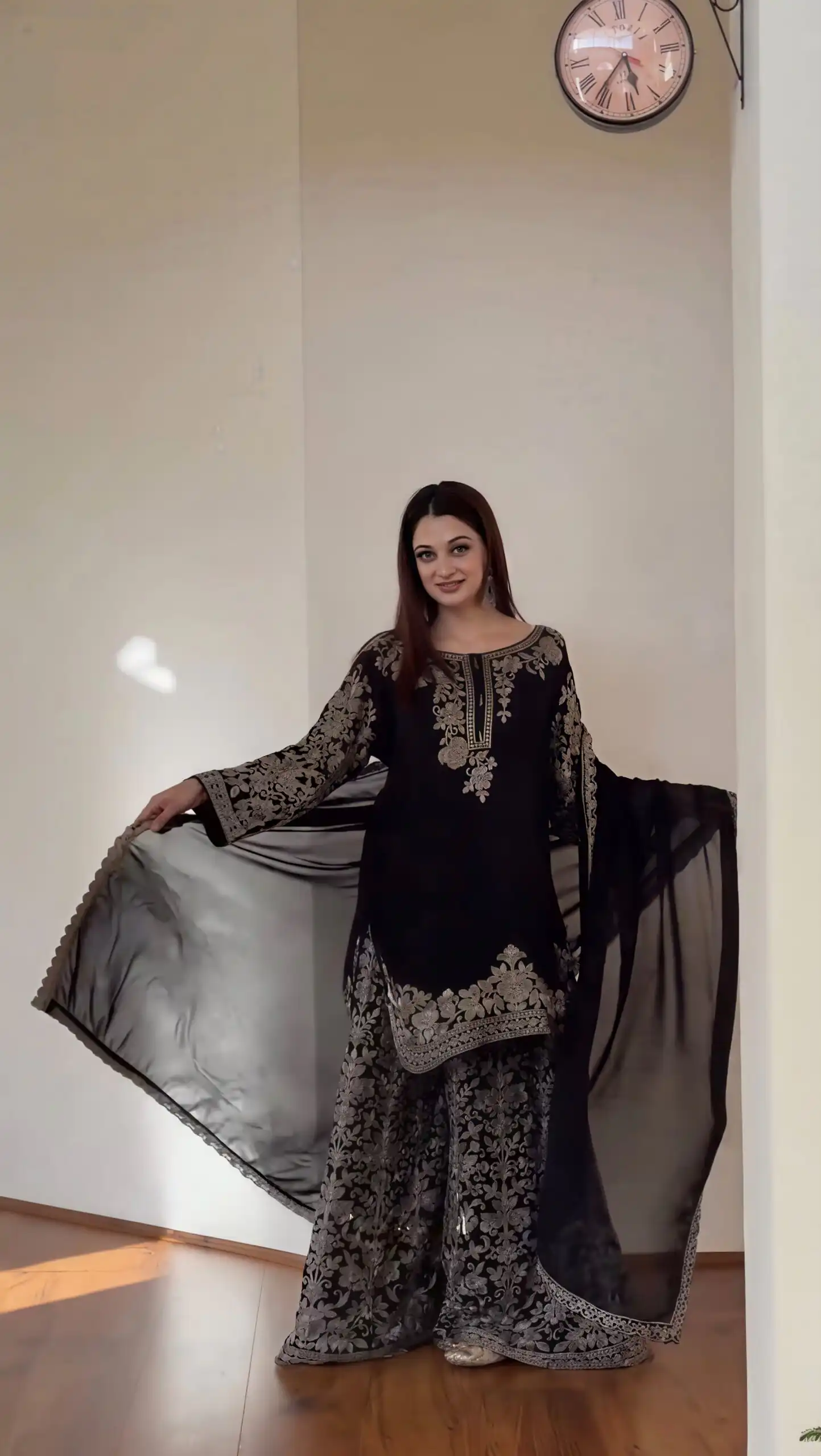 SR 1720 Black Faux Georgette Salwar Suit with Mirror Work & Embroidery Work. Get it for ₹2549. Delivery 4-6 Working Days. Shop now. | Jump Suits, Straight Suits, Casual Suits, Creative suits, Designer Suits, Palazzo Suits, Party Wear Suits, Patiala Suits, Salwar suit