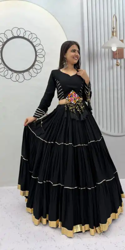 PC 597 Black in Pure Cotton Mirror Work & Gamthi Work Lehenga Choli . Exclusive Offer ₹2899. Delivery 4-6 Working Days. Shop now. | Bollywood Lehenga, Creative Lehenga, Designer Lehenga, Embroidered Lehenga, Lehenga, Party Wear Lehenga