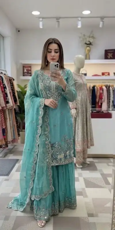 WW 1280 Blue Fendy Silk Salwar Suitwith Embroidery Work & Lace Work. Now at just ₹2449. Delivery 4-6 Working Days. Shop now. | Jump Suits, Straight Suits, Casual Suits, Creative suits, Designer Suits, Palazzo Suits, Party Wear Suits, Patiala Suits, Salwar suit