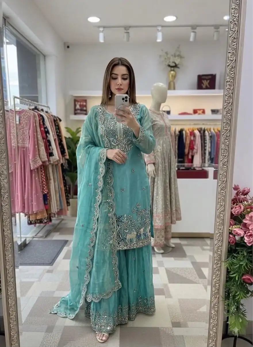WW 1280 Blue Fendy Silk Salwar Suitwith Embroidery Work & Lace Work. Now at just ₹2449. Delivery 4-6 Working Days. Shop now. | Jump Suits, Straight Suits, Casual Suits, Creative suits, Designer Suits, Palazzo Suits, Party Wear Suits, Patiala Suits, Salwar suit