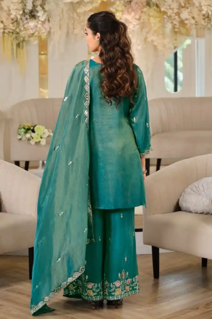 Super Firozi Nc Moss Silk Sequins Work Salwar Suit - Image 7